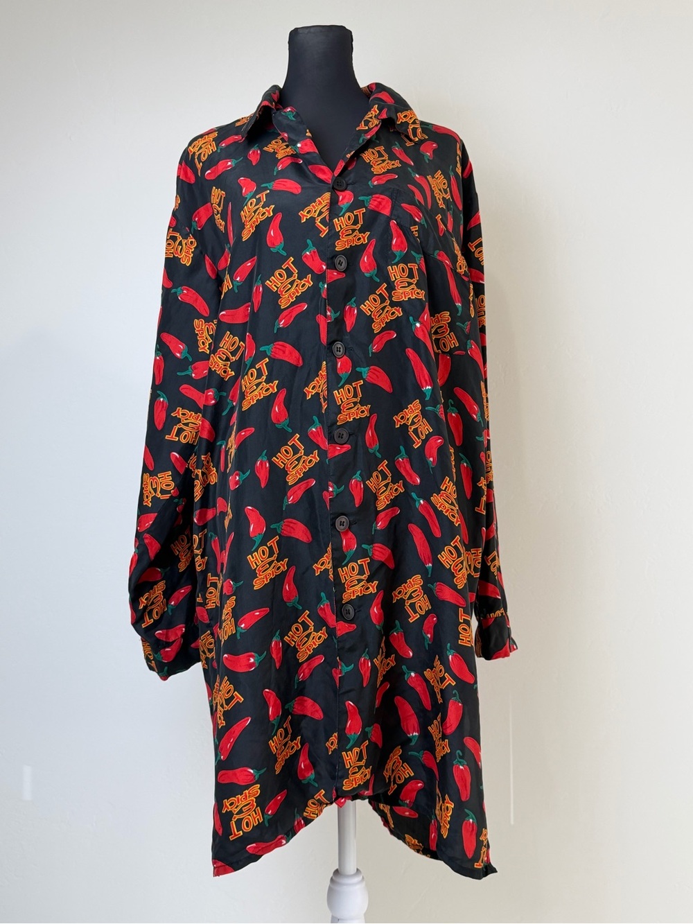 Vintage Whitby 100% Silk Hot & Spicy Chili Pepper Shirt Tunic